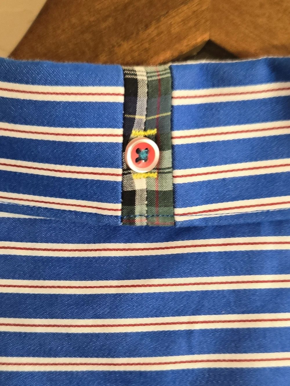Men's Blue and White Striped Button-Up Shirt